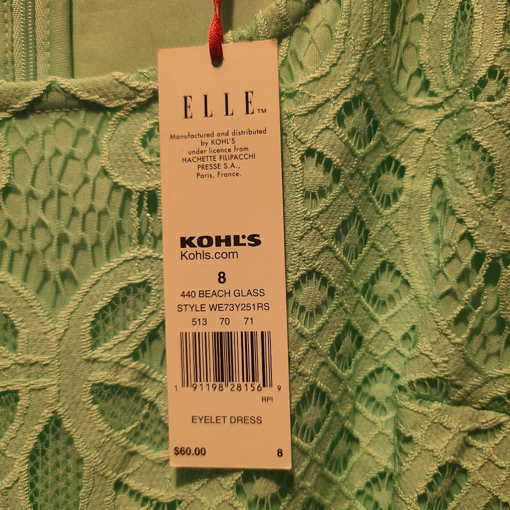 NWT Elle Mint Green Lace Dress Size 8 - Picture 2 of 3